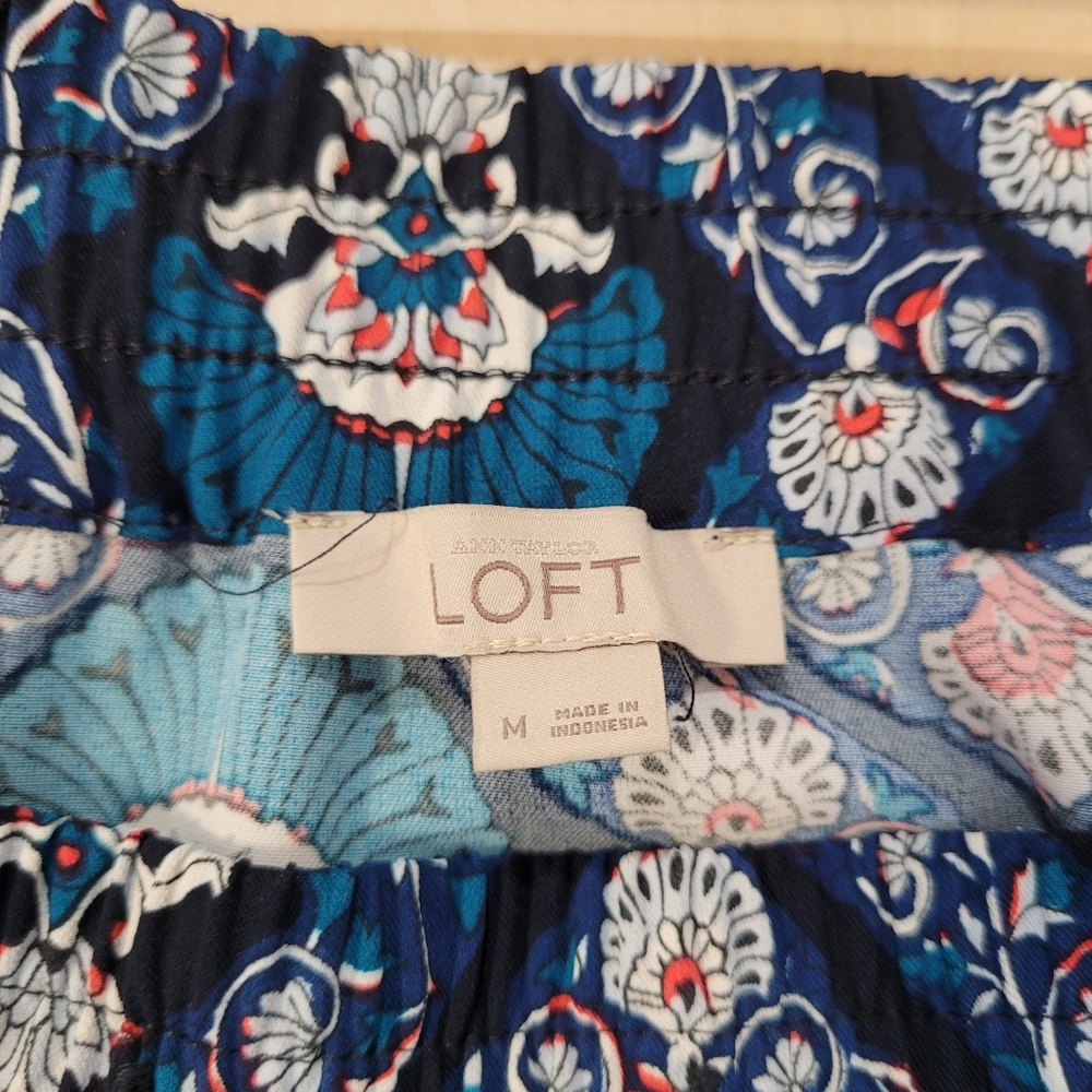 Loft Blue Patterned Skirt With Drawstring - image 6